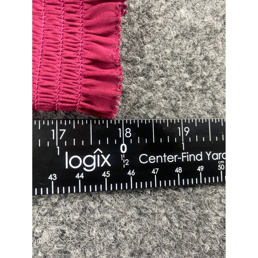 Banana Republic Smocked Waist Ruffle Midi Dress Women 8 Magenta Pink Long Sleeve